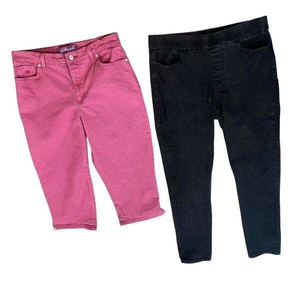 Bundle 2 Pairs Gloria Vanderbilt Jeans Amanda & All Around Slimming Sz 12 #177J - Picture 1 of 6